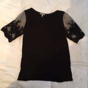 Charlotte Russe Lace Sleeve T-shirt